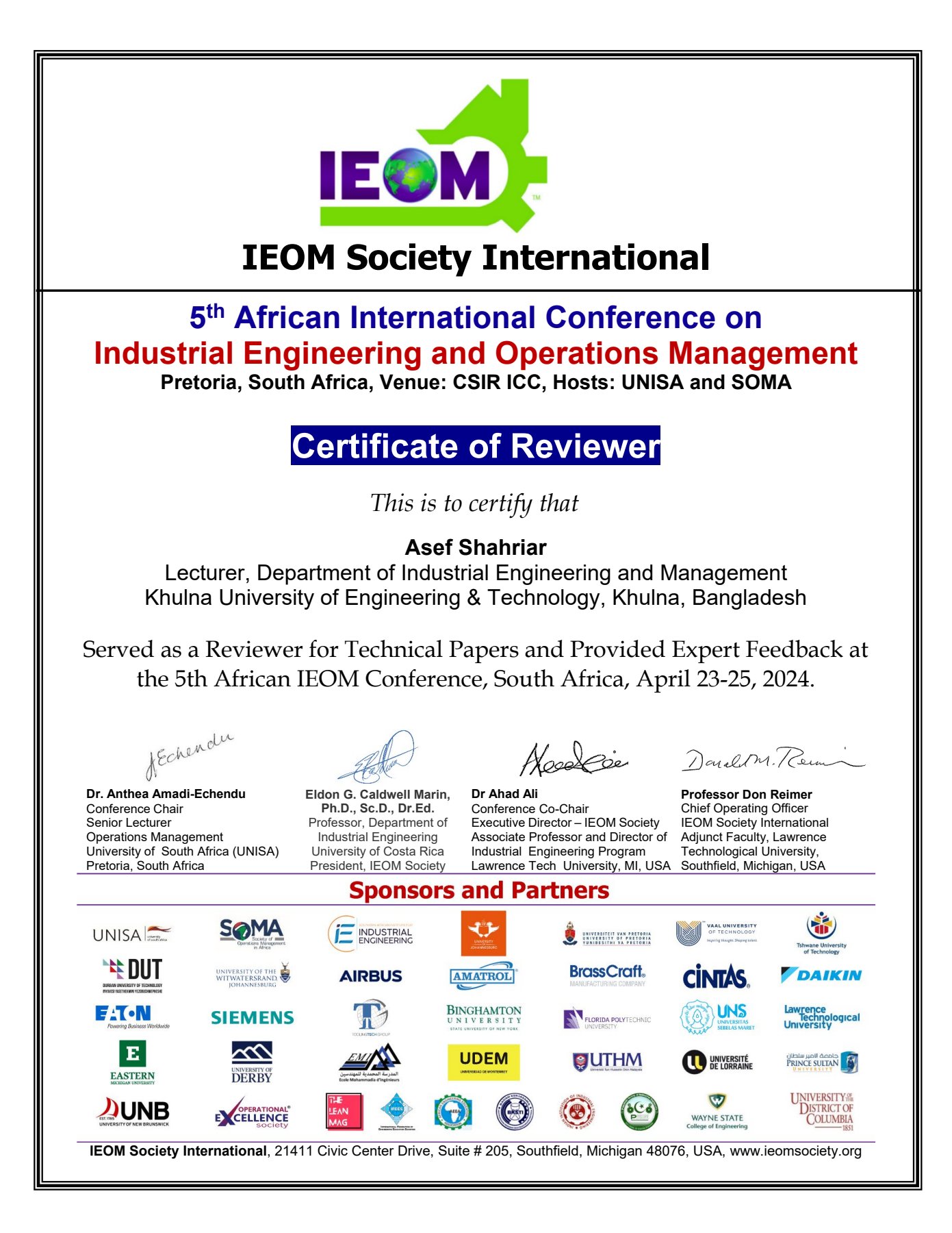 Reviewer Certificate